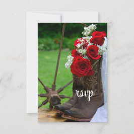 Rustic Ro CowboyBoots Landsbyggsbröllop OSA Kort