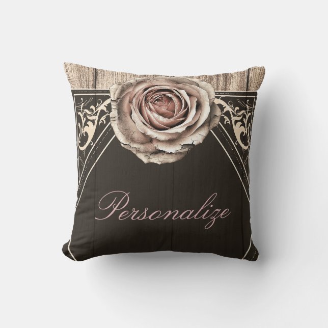 Rustic Ro Elegant Light Wood Diamond Chic Kudde (Framsida)