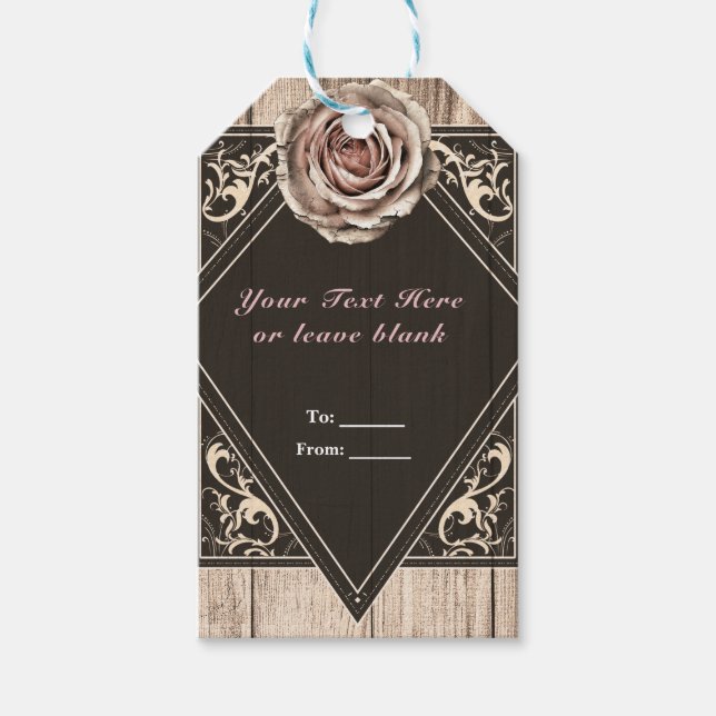 Rustic Ro Elegant Light Wood Diamond Party-förmån Presentetikett (Framsidan)