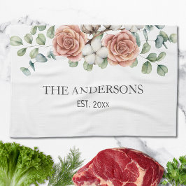 Rustic Ro Eucalyptus Blommigt Botaniskt Kökshandduk