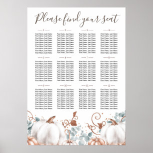 Rustic Ro Guld Pumpkins Bröllop Sittdiagram Poster