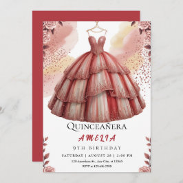 Rustic Ro Guld Quinceañera Birthday Inbjudningar