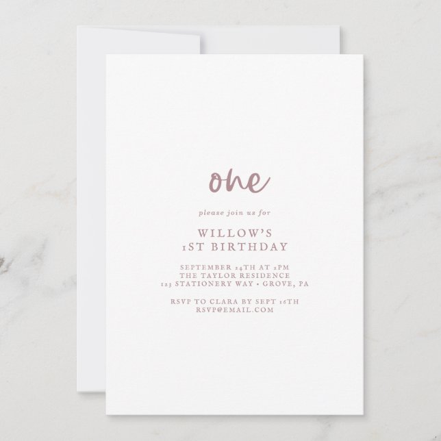 Rustic Ro Guld-skript, första Födelsedagsfesten Inbjudningar (Framsida)