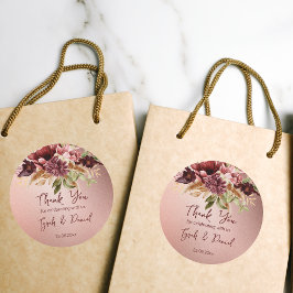 Rustic ro guld terracotta rosor faller bröllop runt klistermärke