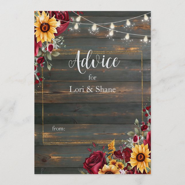 Rustic Ro och Aster Bröllop Rådkort (Framsida)