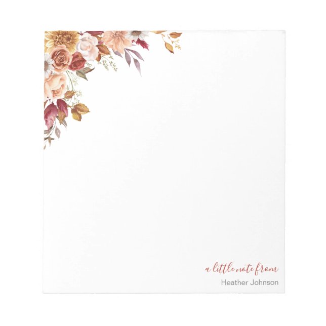 Rustic Ro och Chrysanthemum Fall Wedding Anteckningsblock (Framsida)