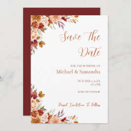 Rustic Ro och Chrysanthemum Fall Wedding Spara Datumet