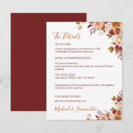 Rustic Ro och Chrysanthemum Fall Wedding Tilläggskort