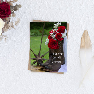 Rustic Ro och Cowboy Boots Bröllop Tack Kort