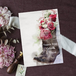 Rustic Ro och Cowboy Boots Bröllop Tack Kort