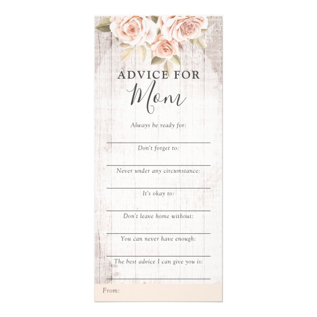 Rustic Ro Shabby Baby Shower Advice Game Card Reklamkort (Framsidan)