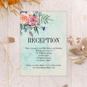 Rustic Ro Shabby chic Blommigt bröllopsmottagning Tilläggskort