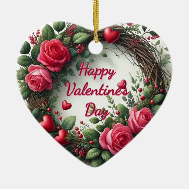 Rustic Ro Valentine Day Hjärtformade Ornament (Framsidan)