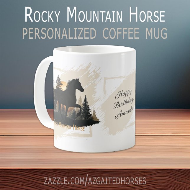 Rustic Rocky Mountain Horse Silhouette Personalize Kaffemugg (Rustic Rocky Mountain Horse Silhouette Personalize Coffee Mug)