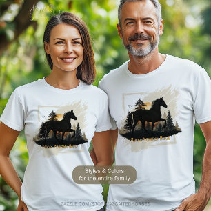 Rustic Rocky Mountain Horse Silhouette Sunset T Shirt