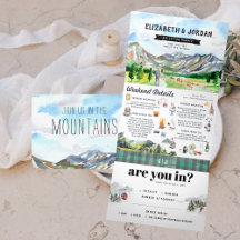 Rustic Rocky Mountain | Illustrerad Bröllopsinbjud