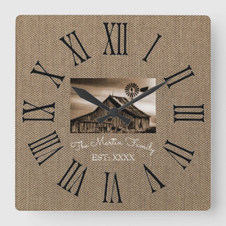 RUSTIC ROMAN NUMBERAL WALL CLOCK FYRKANTIG KLOCKA