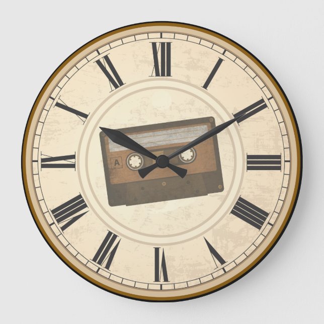 RUSTIC ROMAN NUMERALS UNIQUE CASSETTE BAND STOR KLOCKA (Framsida)