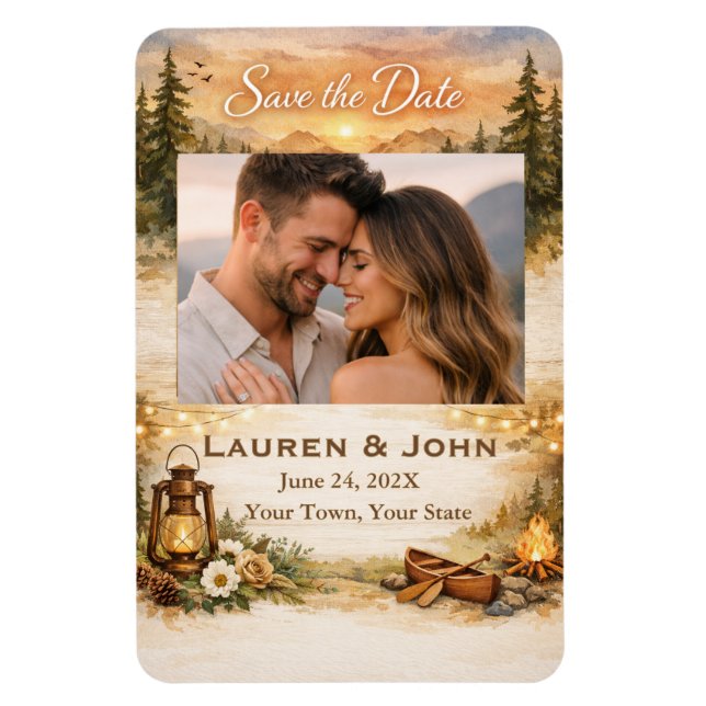 Rustic Romance Photo Save The Date Wedding Magnet (Vertikal)