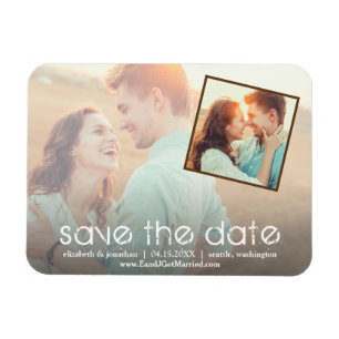 Rustic Romantic 2 Photo Save Date Magnet