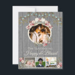Rustic Romantic 4 Photo Helgdag | Julkort<br><div class="desc">Rustiskt romskt Helgdag 4-gratulationskort för fotokollage</div>