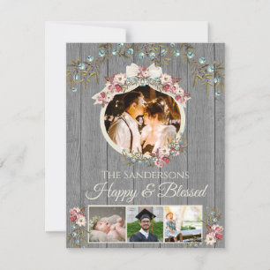 Rustic Romantic 4 Photo Helgdag Julkort