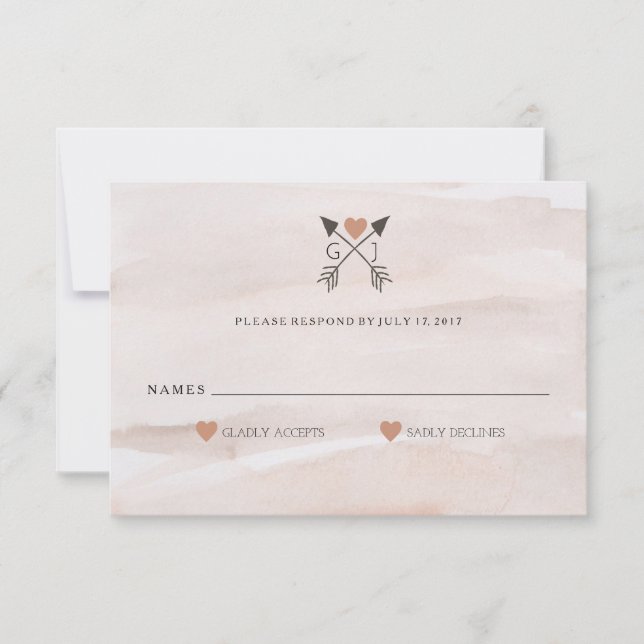 Rustic Romantic Arrow och Heart Bröllop OSA Kort (Framsida)