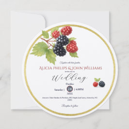 Rustic Romantic Autumn Berry Bröllop Photo Back Inbjudningar