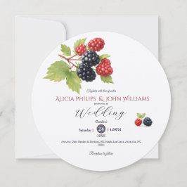 Rustic Romantic Autumn Berry Bröllop Photo Back Inbjudningar