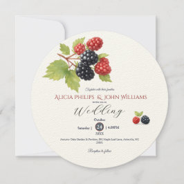 Rustic Romantic Autumn Berry Bröllop Photo Back Inbjudningar