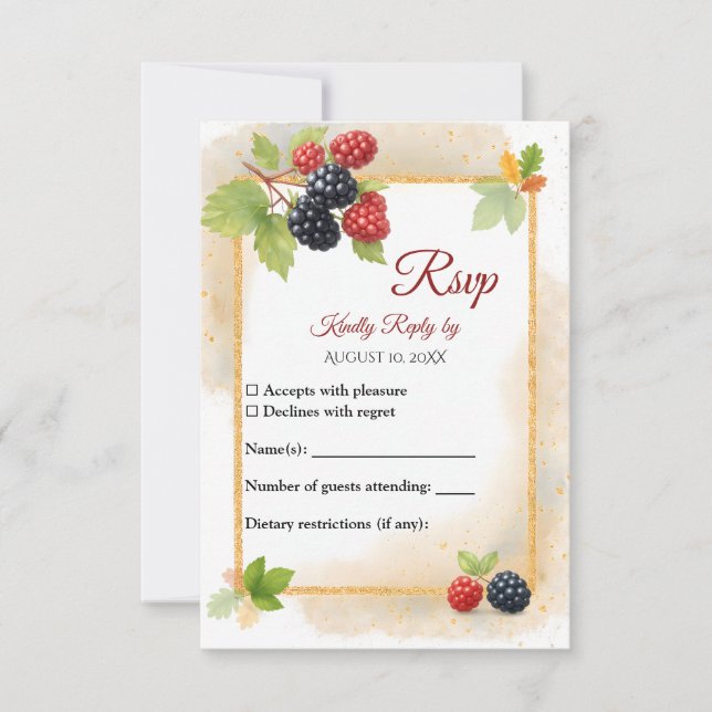 Rustic Romantic Autumn Berry Bröllop Photo Back OSA Kort (Framsida)