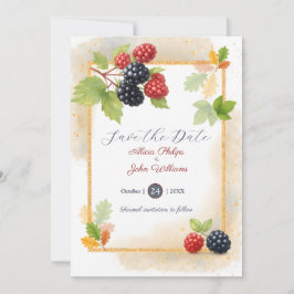Rustic Romantic Autumn Berry Bröllop Photo Back Spara Datumet