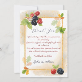 Rustic Romantic Autumn Berry Bröllop Photo Back Tack Kort