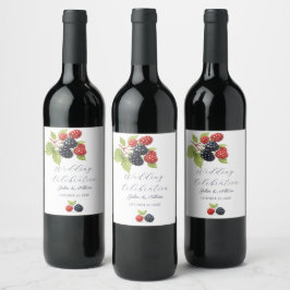 Rustic Romantic Autumn Berry Bröllop Photo Back Vinflaska Etikett
