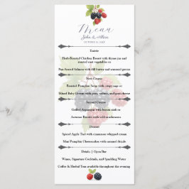 Rustic Romantic Autumn Garden Berry Bröllop Meny