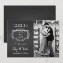 Rustic Romantic Black & White Photo Save Date