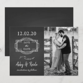 Rustic Romantic Black & White Photo Save Date Spara Datumet