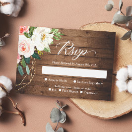 Rustic Romantic Blommigt Bröllop OSA Kort