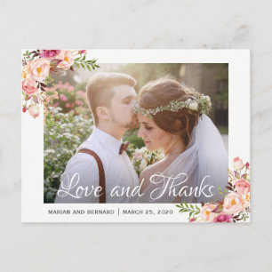 Rustic Romantic Blommigt Bröllop Photo Tack Vykort