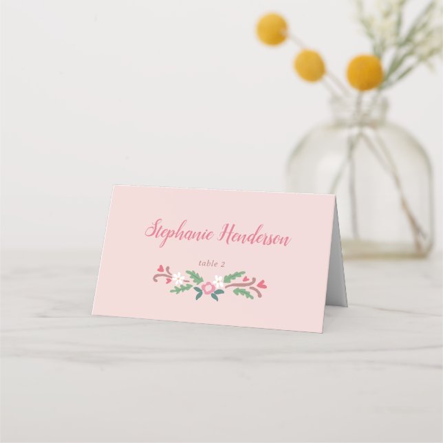 Rustic Romantic Blommigt Bunch Placeringskort (Framsida)