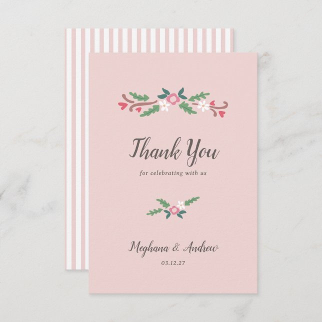 Rustic Romantic Blommigt Bunch Tack Kort (Fram/baksida)