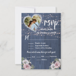 Rustic Romantic Blommigt Photo Bröllop OSA Kort