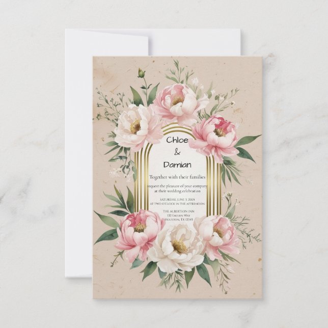 Rustic Romantic Boho  & Ivory Blommigt Bröllop Spara Datumet (Framsida)