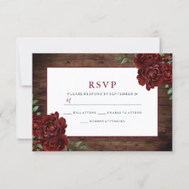 Rustic Romantic Burgundy Ro Bröllop OSA Kort