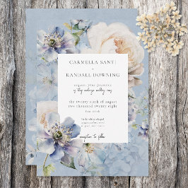 Rustic Romantic Dusty Blue & White Blommigt Inbjudningar