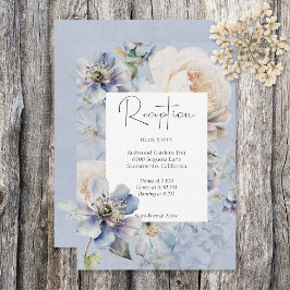 Rustic Romantic Dusty Blue White Blommigt Receptio Tilläggskort