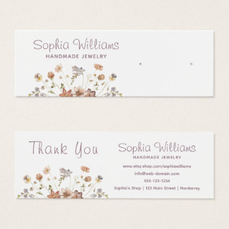 Rustic Romantic Flowers stud Earring display card Litet Visitkort
