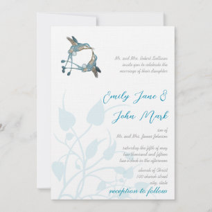 Rustic Romantic Hummingbird Kiss Kärlek BirdWeddin Inbjudningar