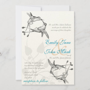 Rustic Romantic Hummingbird Kiss Kärlek BirdWeddin Inbjudningar
