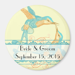 Rustic Romantic Hummingbird Kiss Kärlek BirdWeddin Magnet